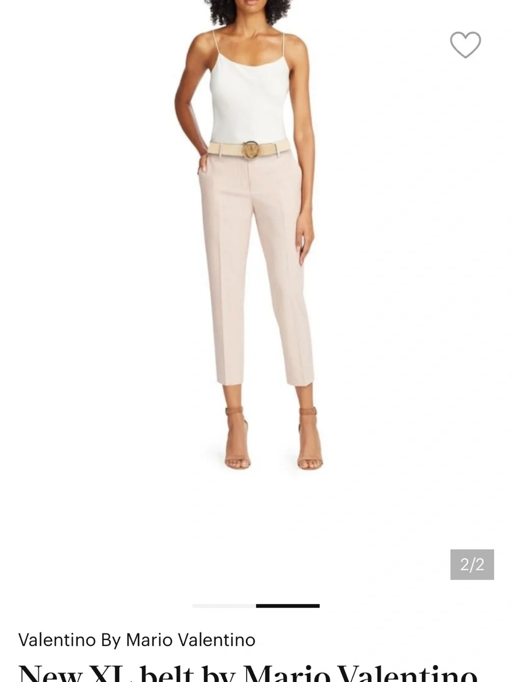 New Valentino Women’s Cream Leather Belt with Gold V Logo Buckle XS